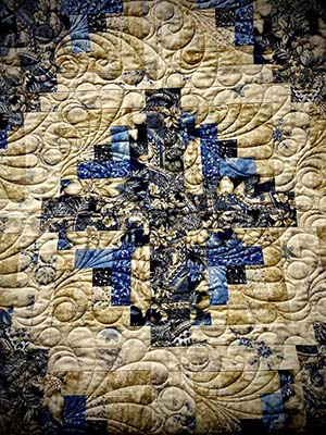 Log Cabin Quilt with pattern Fast Feathers E2E